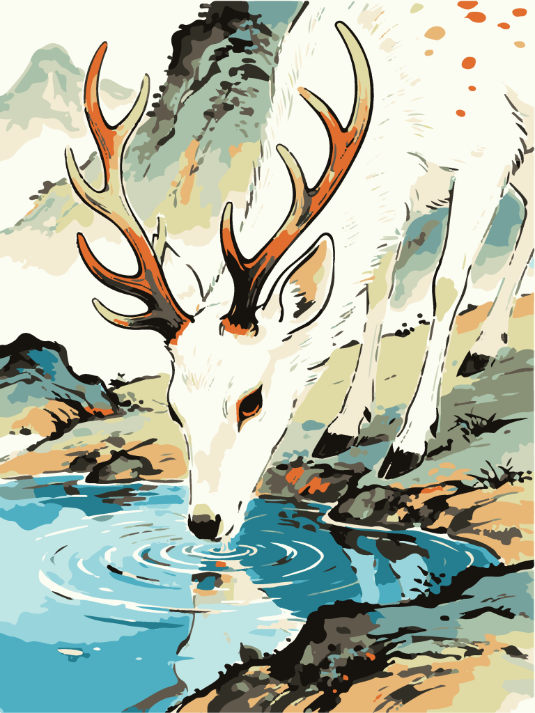 中式美学白鹿插画