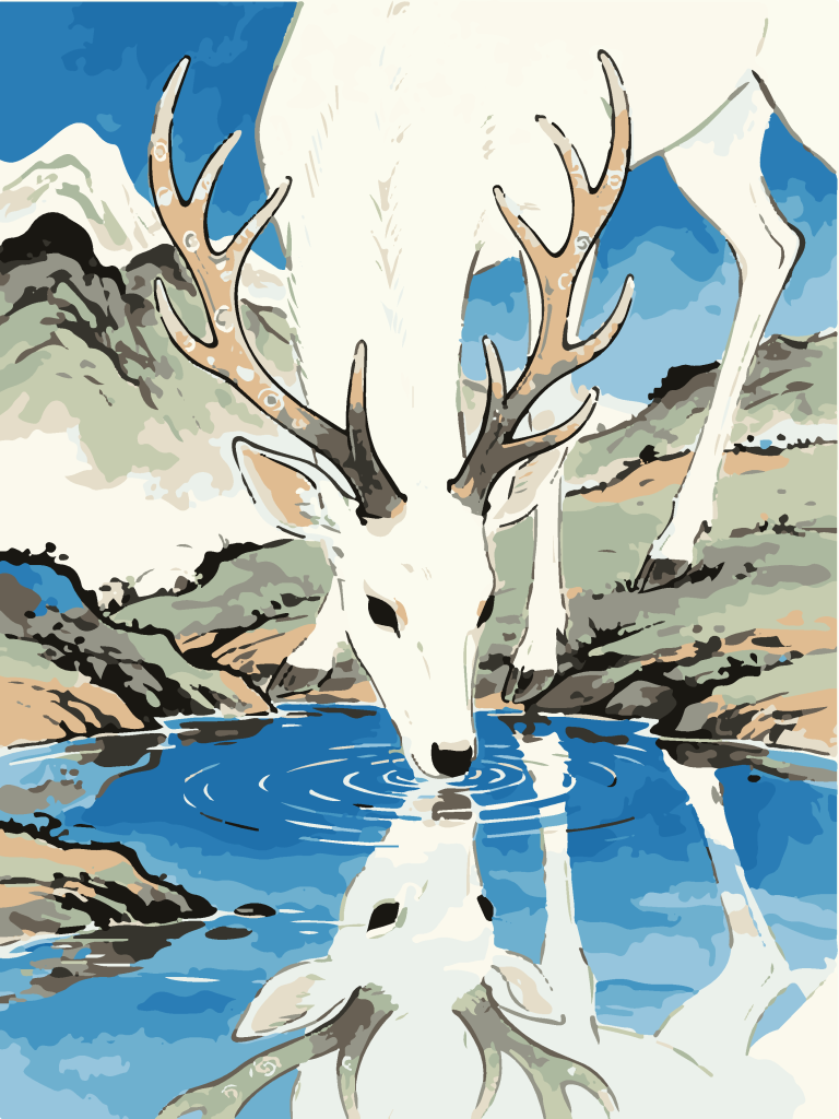 中式美学白鹿插画