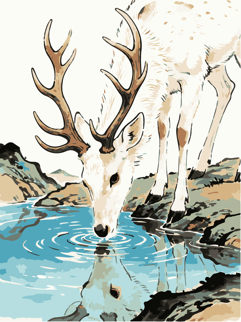中式美学白鹿插画