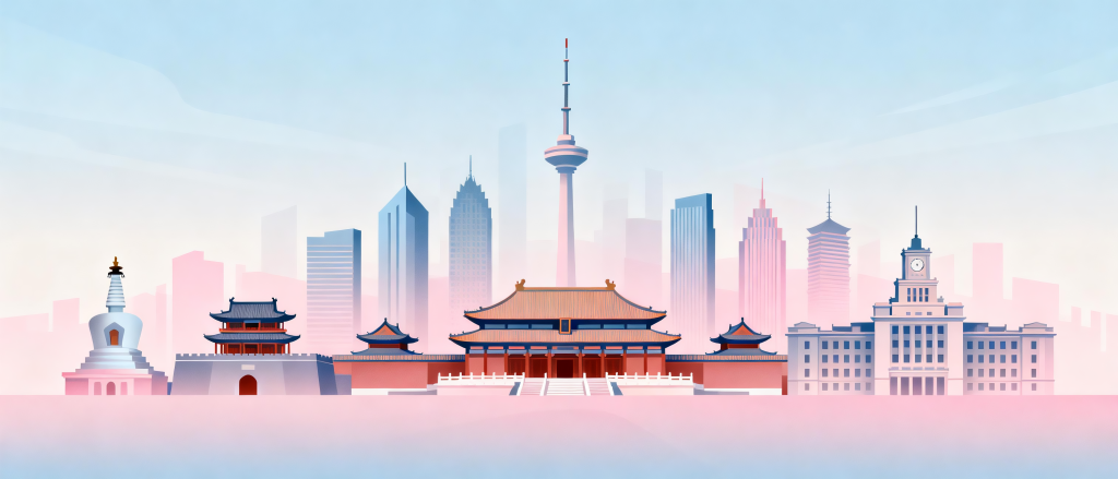 沈阳地标城市建筑插画
