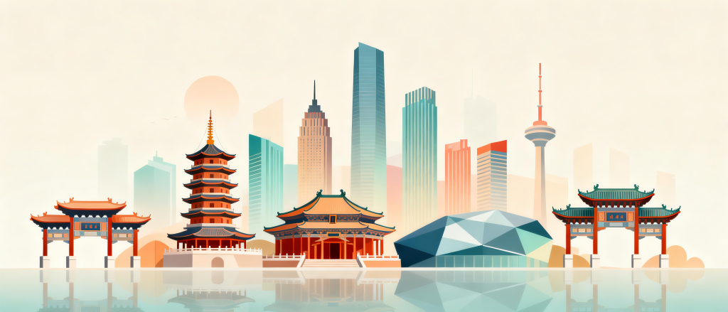 沈阳地标城市建筑插画