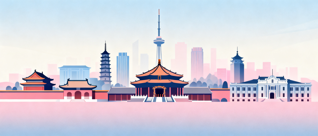 沈阳地标城市建筑插画