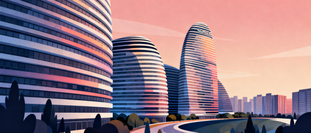 北京望京SOHO地标插画