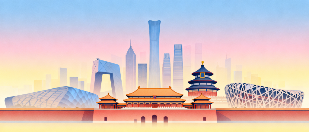 北京地标建筑城市插画