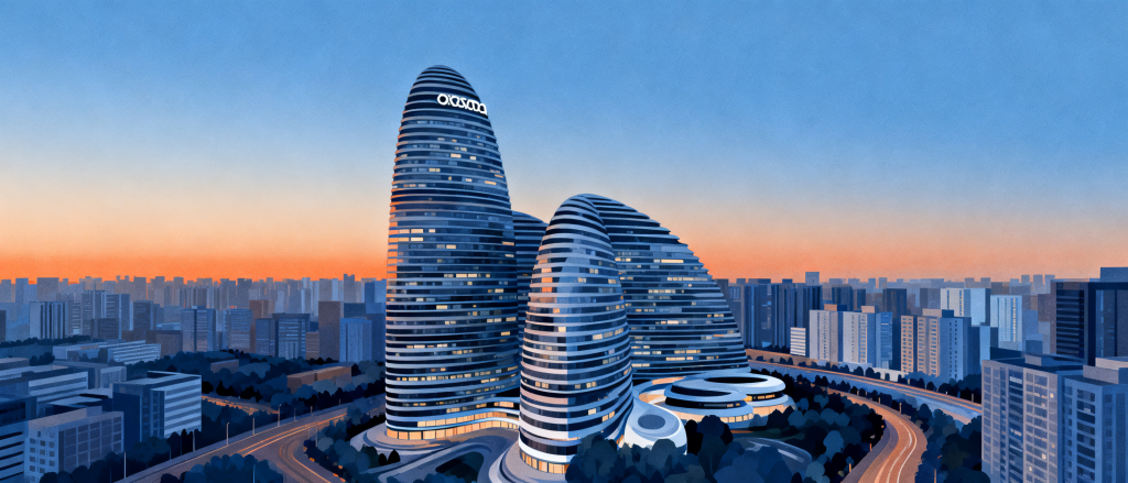 北京望京SOHO地标插画