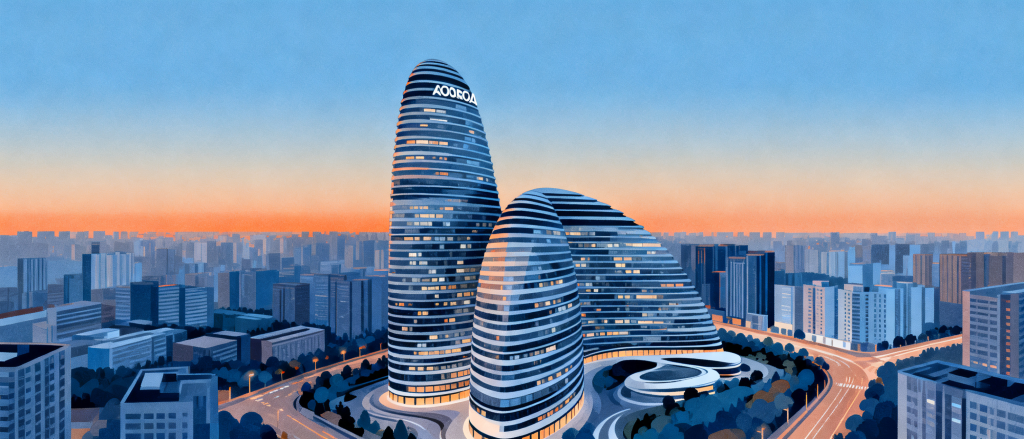 北京望京SOHO地标手绘插画