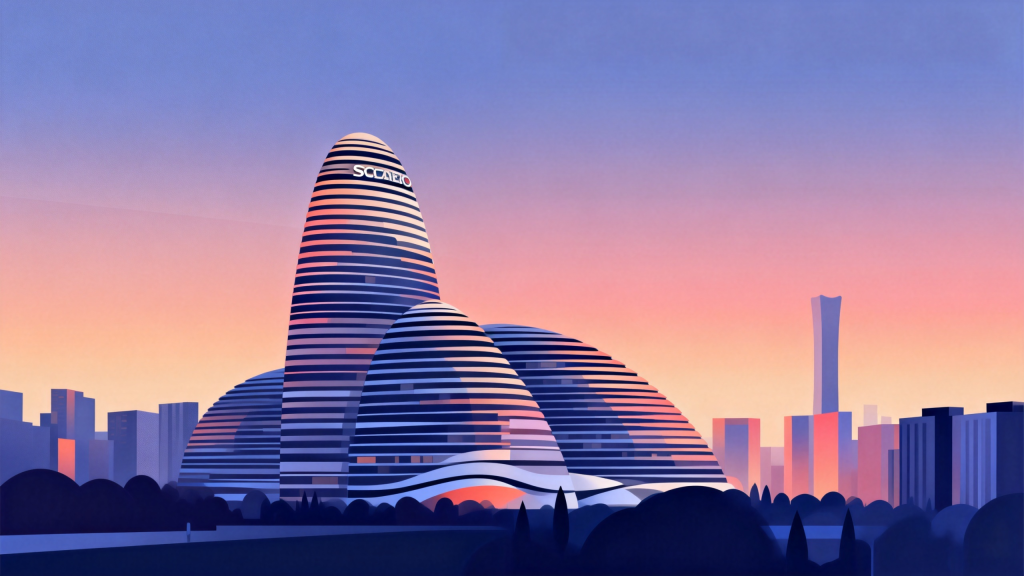 北京望京SOHO地标手绘插画