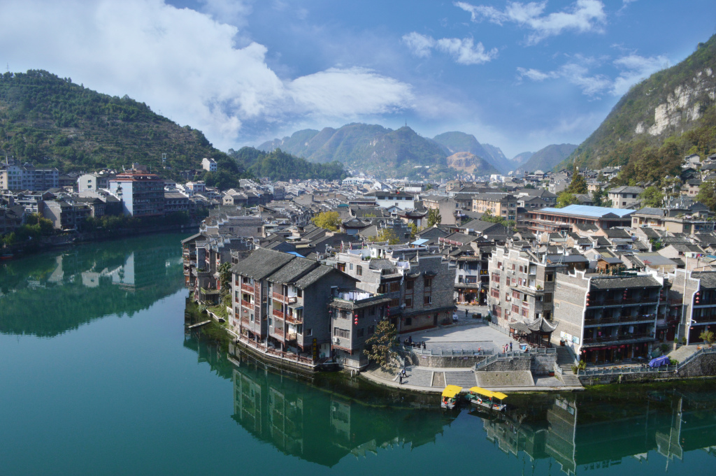 镇远古镇风景画图片