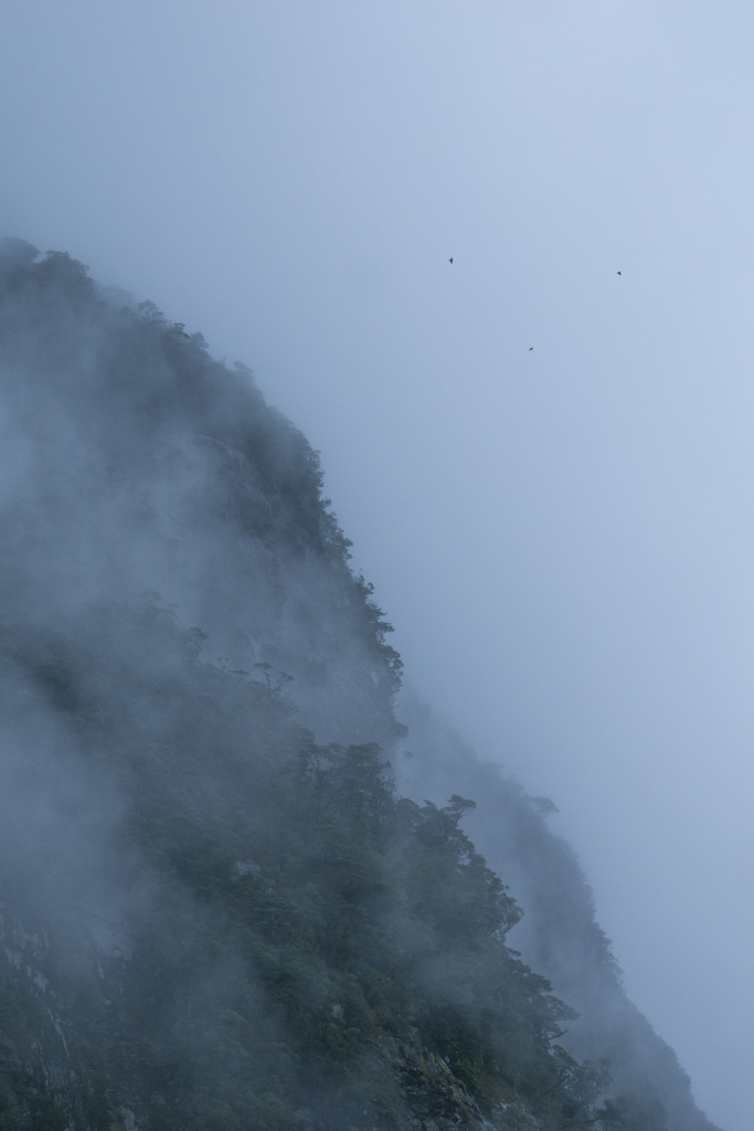 迷雾湖泊山水风景画图片