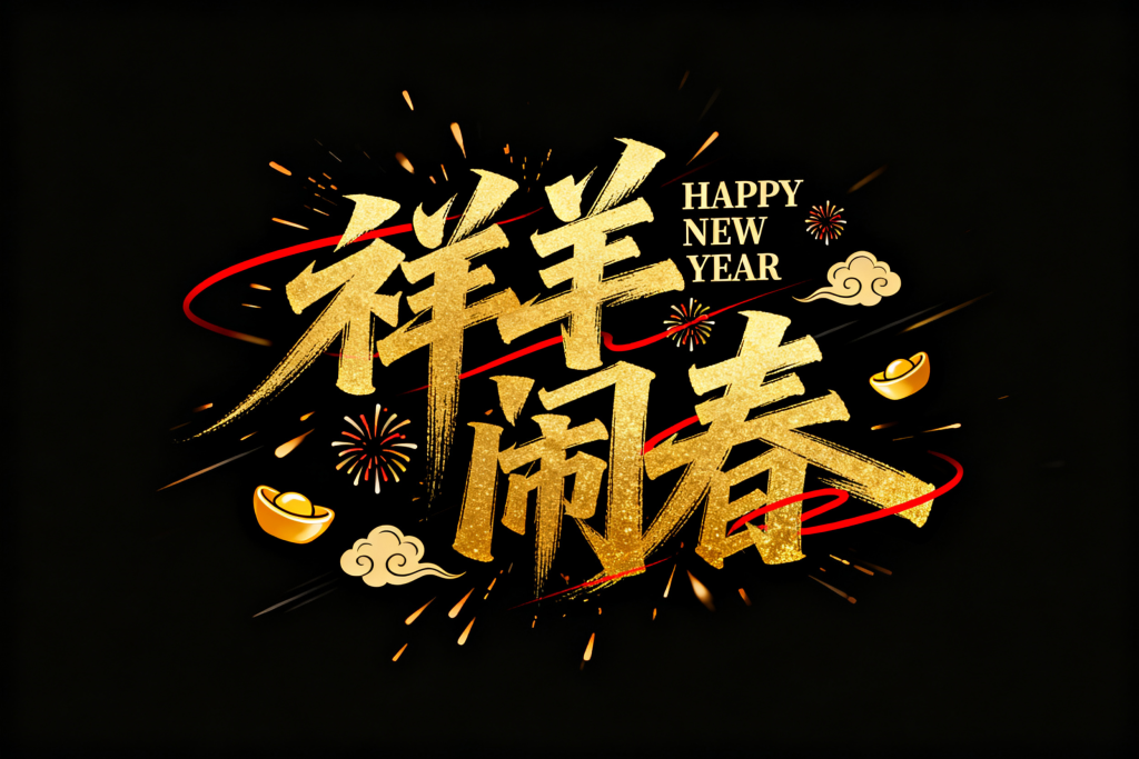 祥羊闹春2027新年字体设计