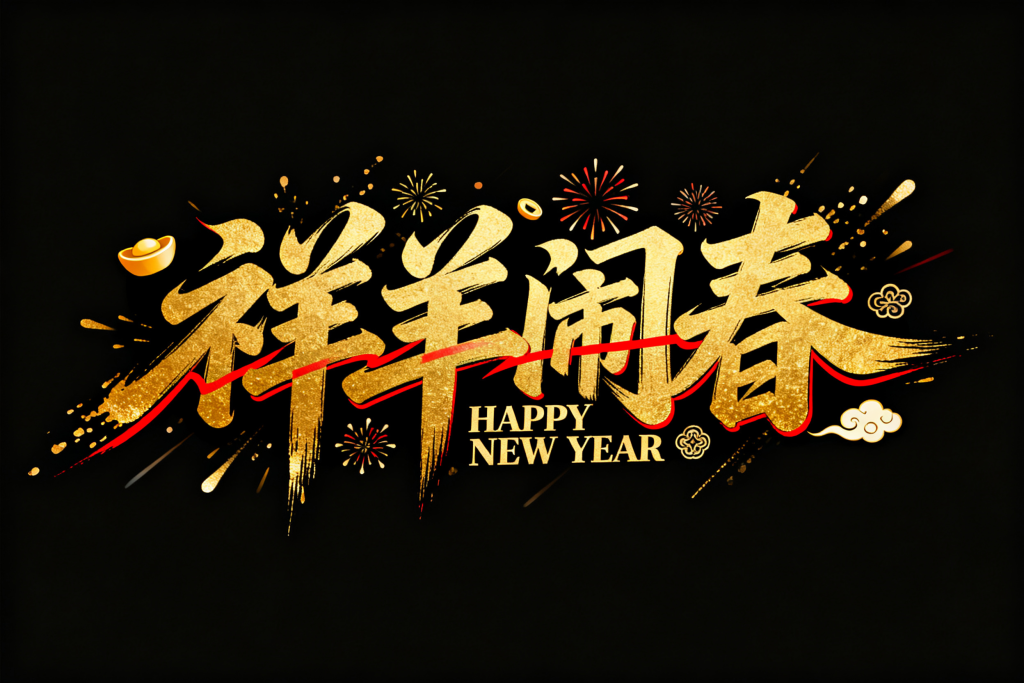 祥羊闹春2027新年字体设计