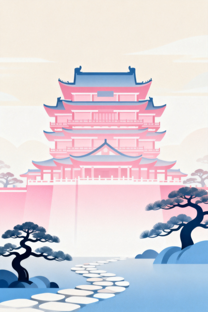 江西滕王阁扁平化插画