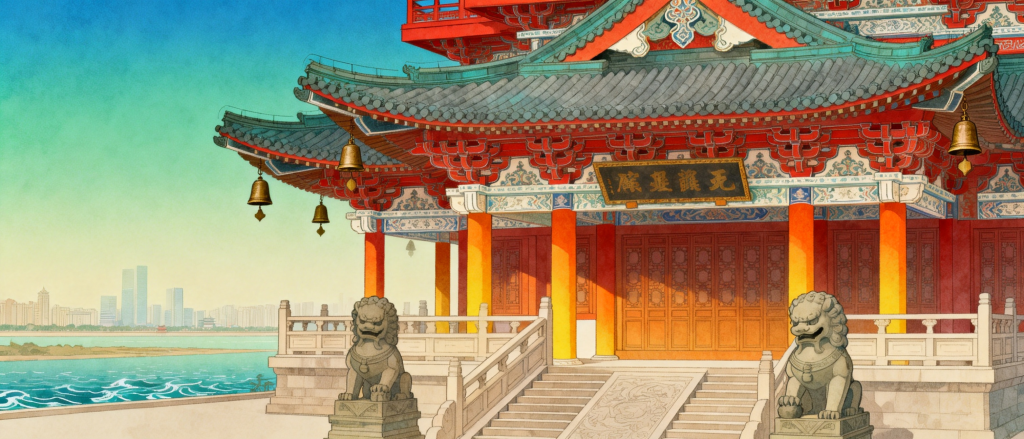 江西滕王阁扁平化插画