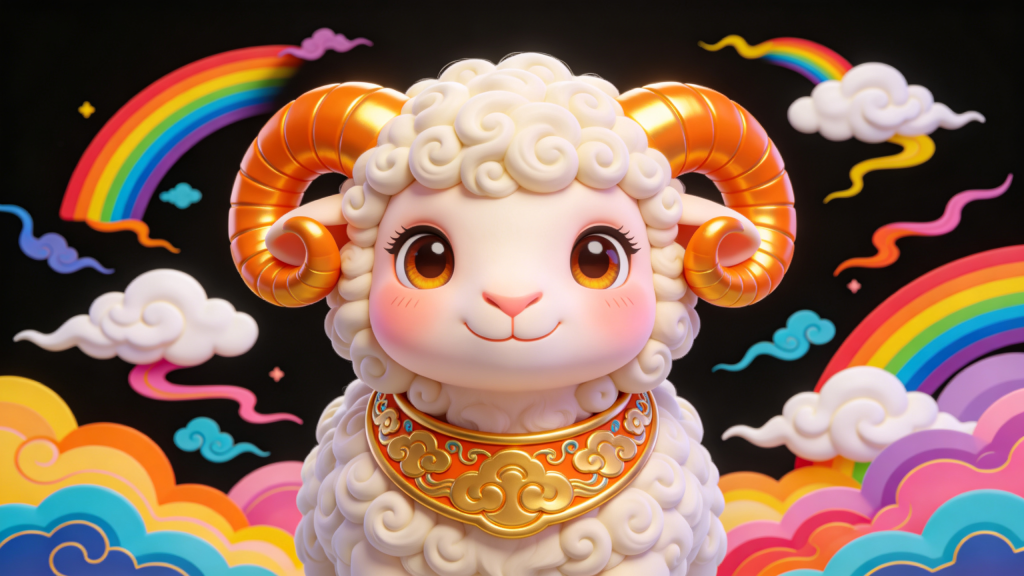 可爱生肖羊偶素材
