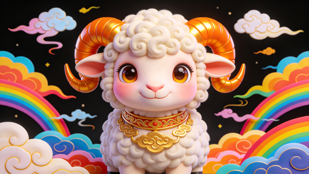 可爱生肖羊偶素材