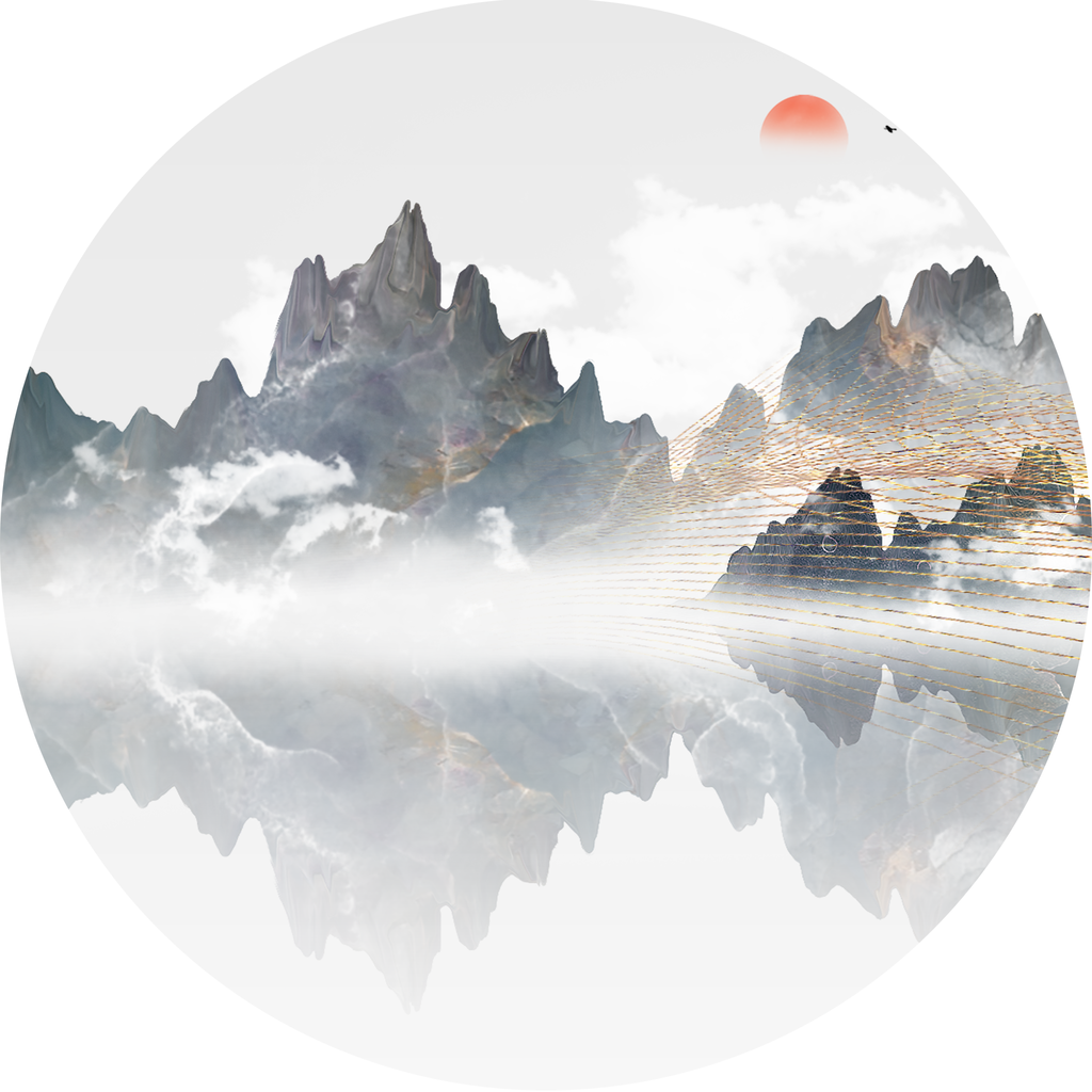 中式风景画圆形挂画装饰画
