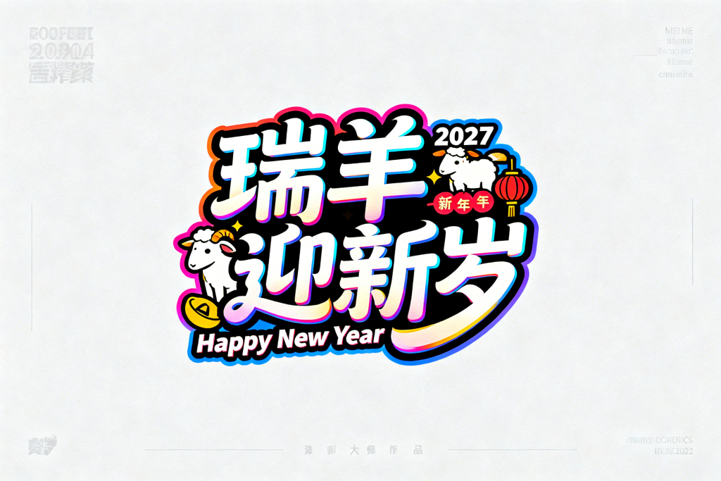 瑞羊迎新岁年字体设计元素