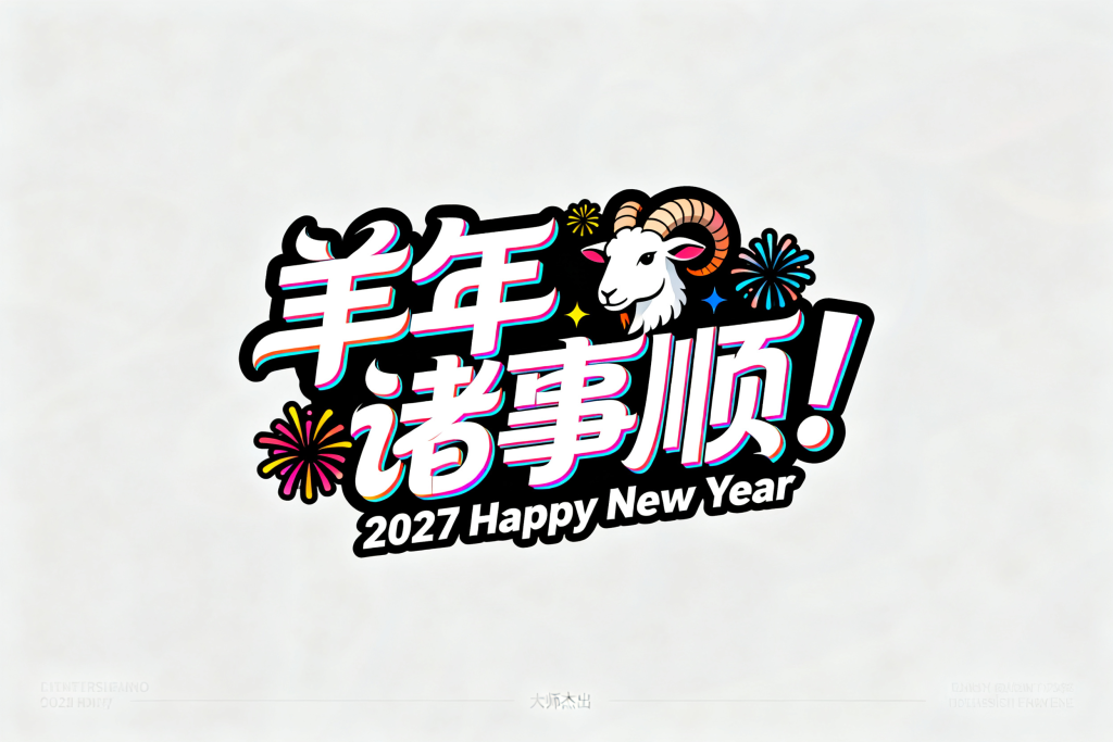 羊年诸事顺卡通新年字体