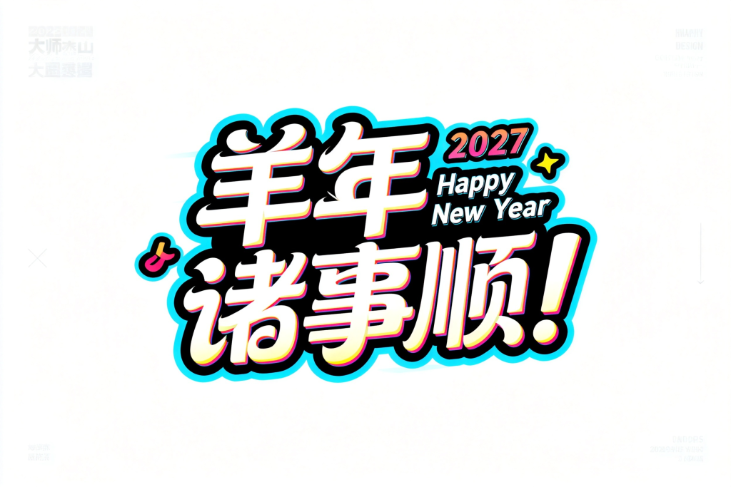 羊年诸事顺卡通新年字体