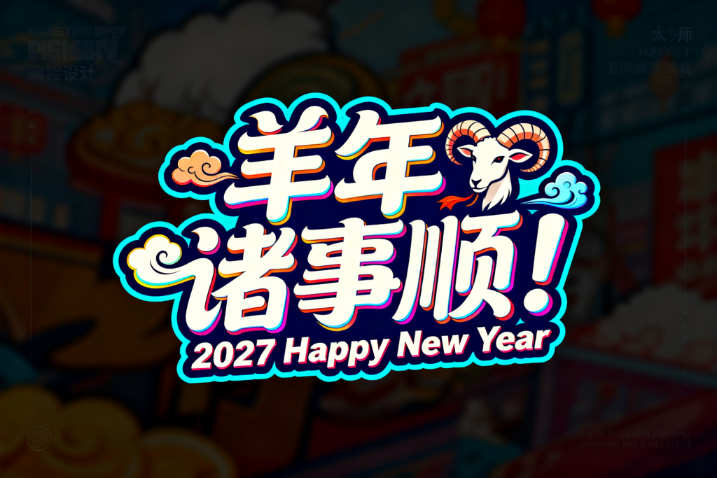 羊年诸事顺卡通新年字体