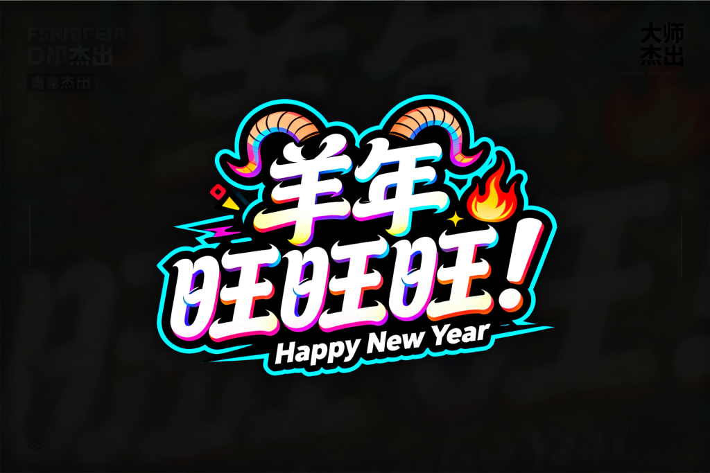 羊年旺旺旺新年字体设计