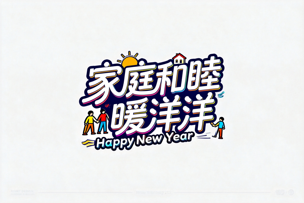 家庭和睦暖洋洋羊年字体设计