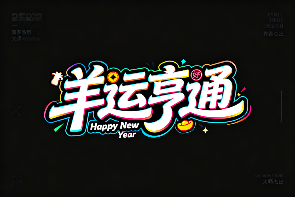 羊运亨通2027羊年字体设计