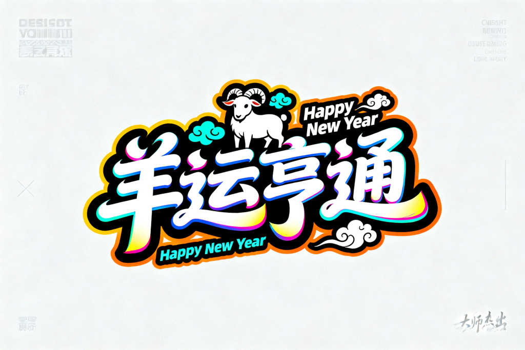 羊运亨通2027羊年字体设计