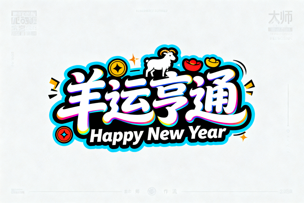 羊运亨通2027羊年字体设计