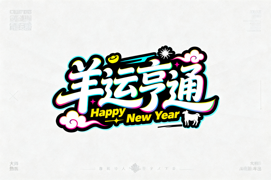 羊运亨通2027羊年字体设计