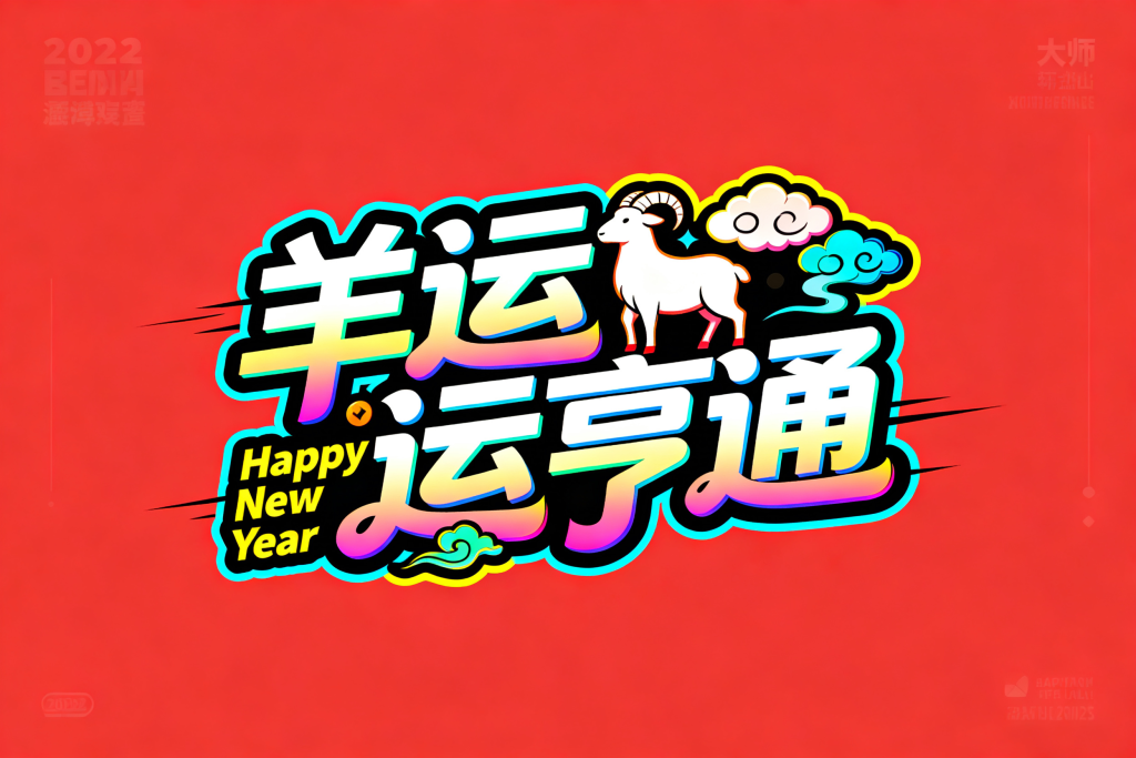 羊运亨通2027羊年字体设计