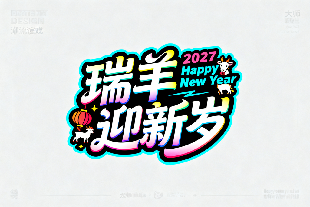 瑞羊迎新岁年字体设计元素