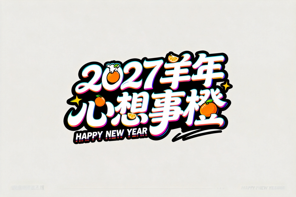 2027羊年心想事橙新年字体设计