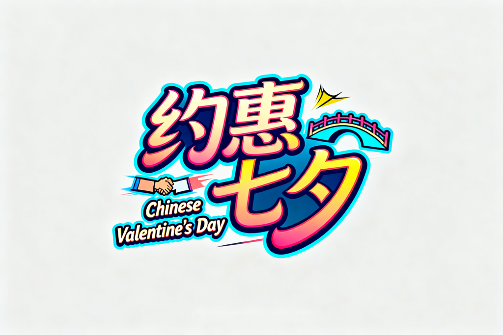 约惠七夕创意艺术字设计