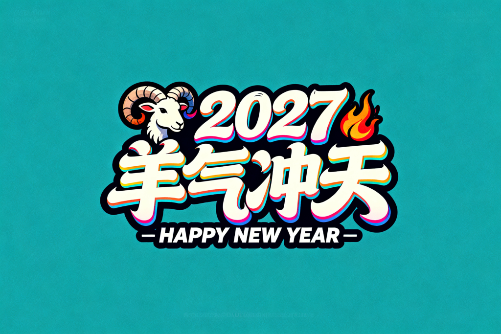 2027羊气冲天字体设计