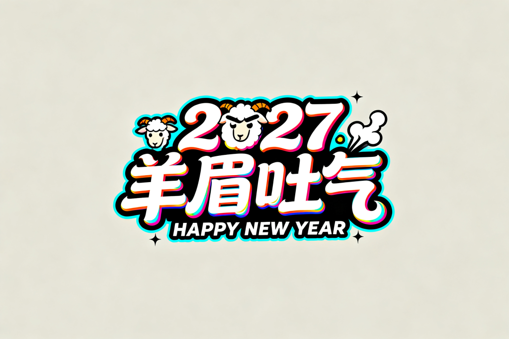 2027羊眉吐气新年字体设计