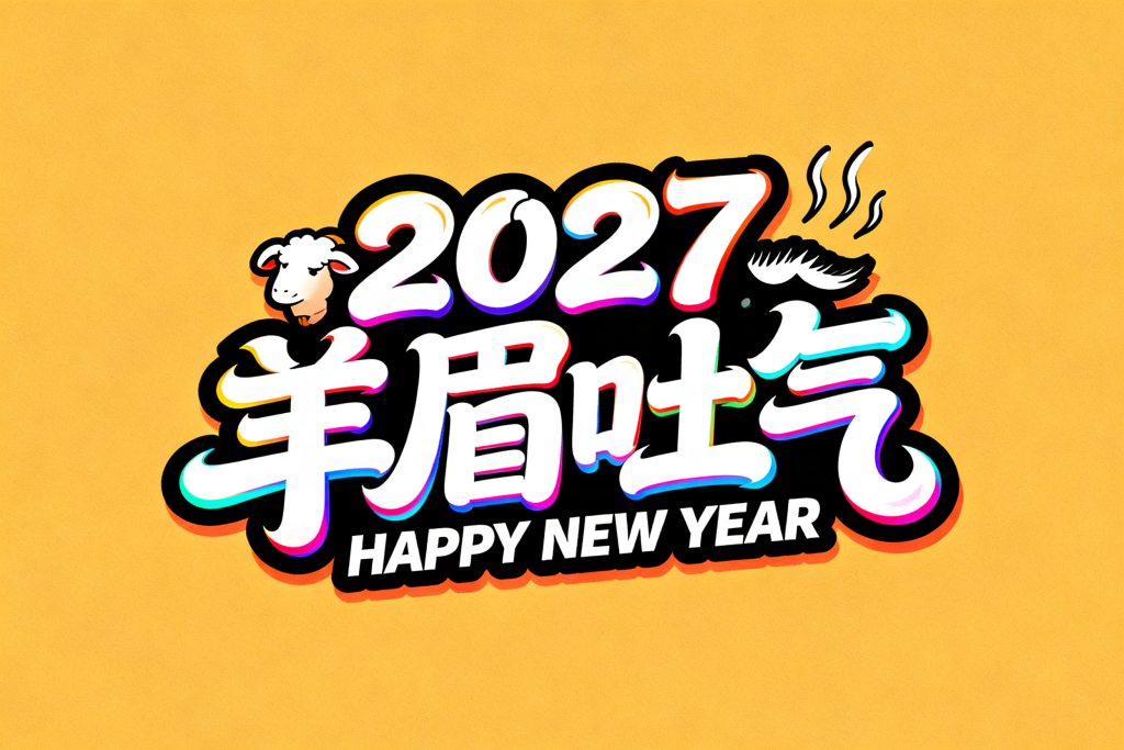 2027羊眉吐气新年字体设计