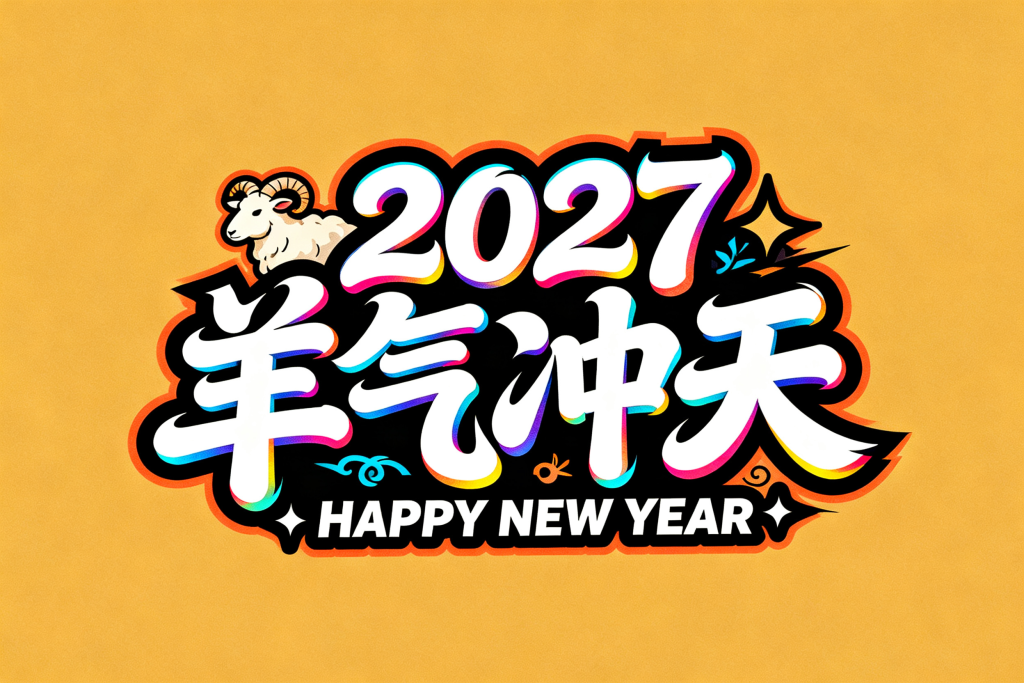 2027羊气冲天字体设计