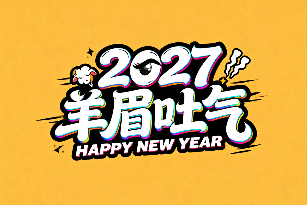 2027羊眉吐气新年字体设计