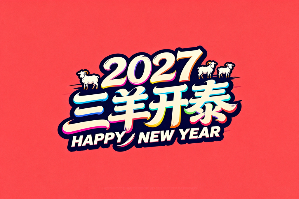 2027羊年三羊开泰字体设计