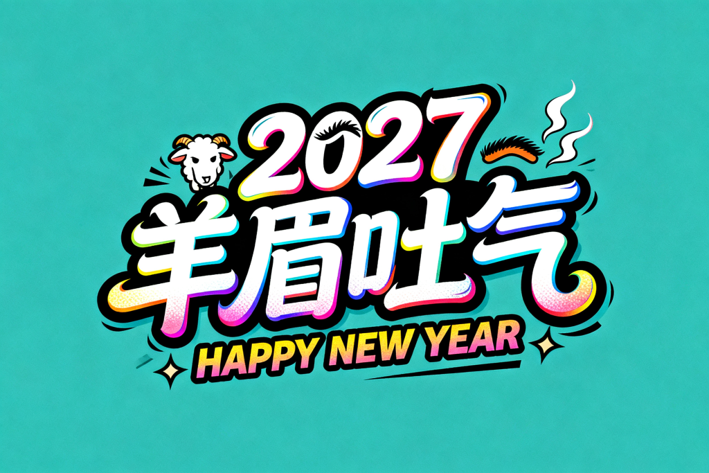 2027羊眉吐气新年字体设计