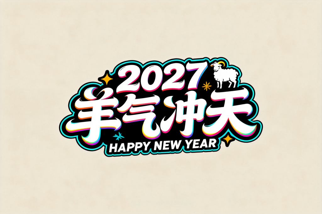 2027羊气冲天字体设计
