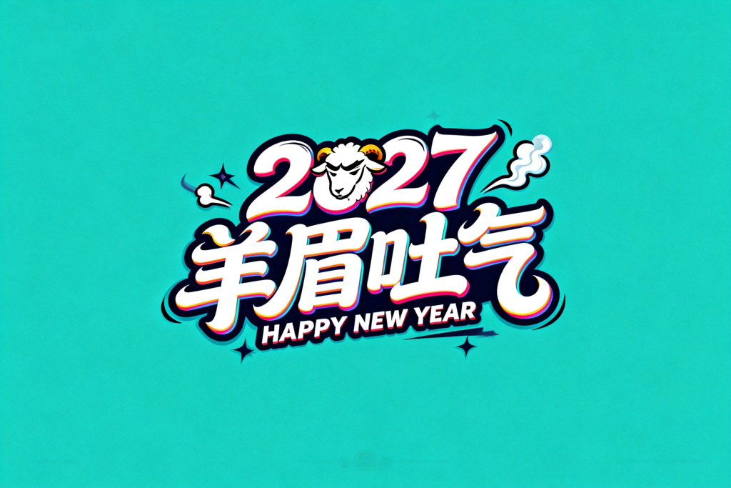 2027羊眉吐气新年字体设计