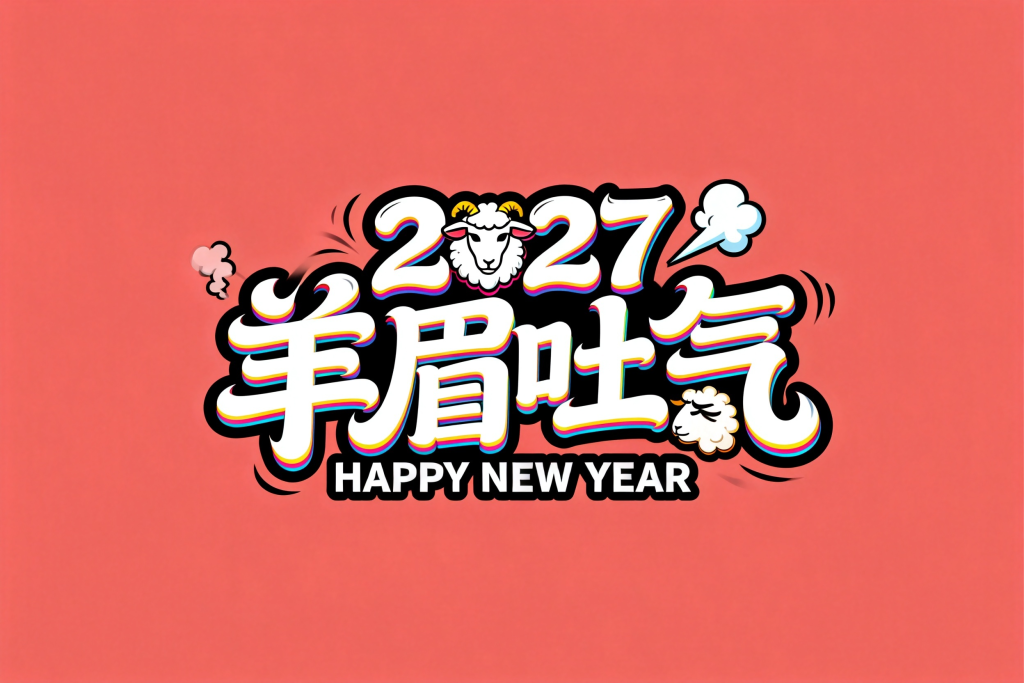 2027羊眉吐气新年字体设计