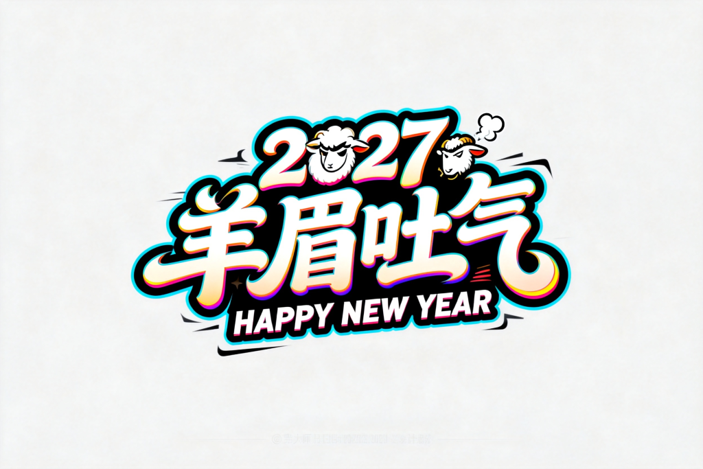 2027羊眉吐气新年字体设计