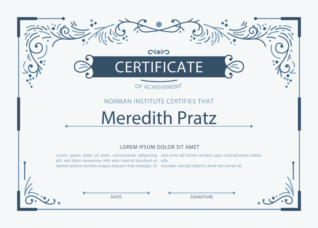 矢量花纹花边框证书模板