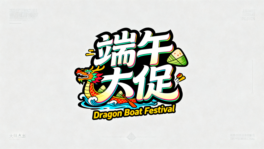 端午大促端午节艺术字设计