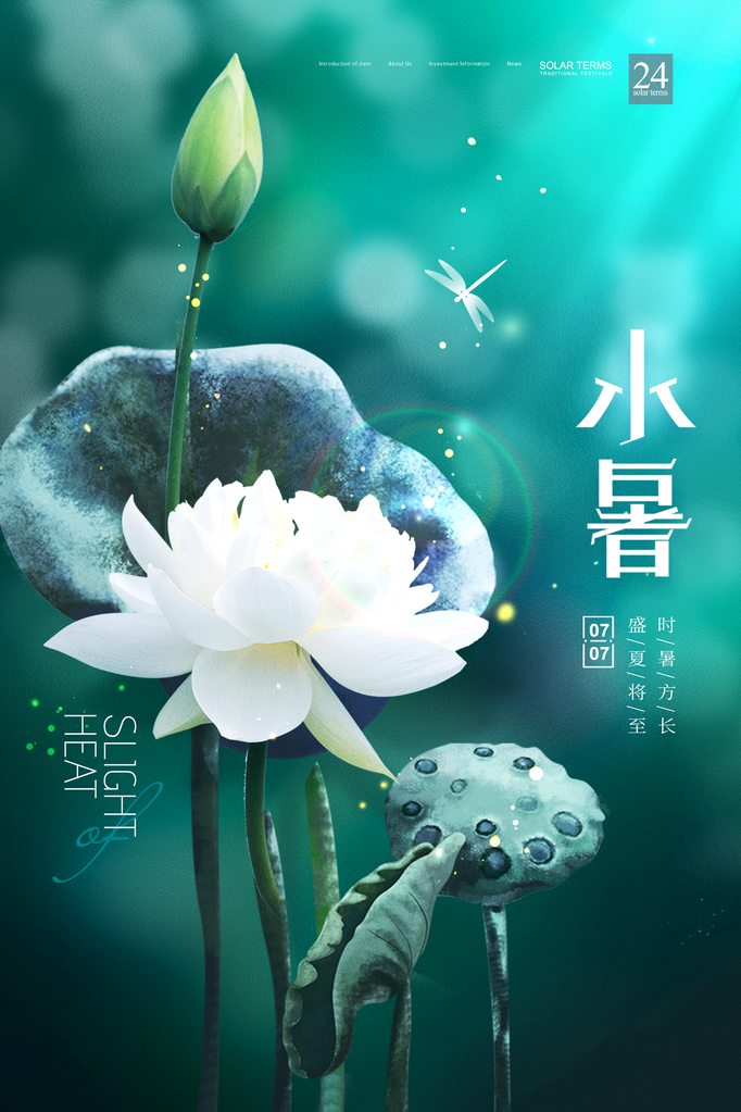 大暑二十四节气海报模板
