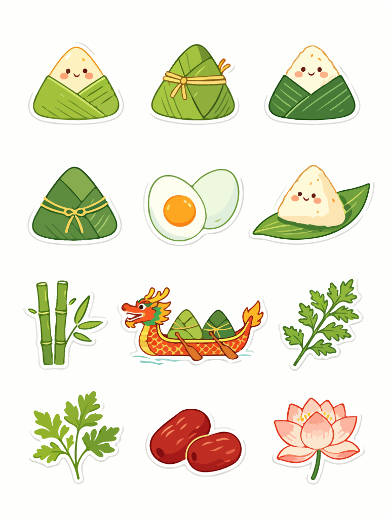 端午节主题贴纸插画