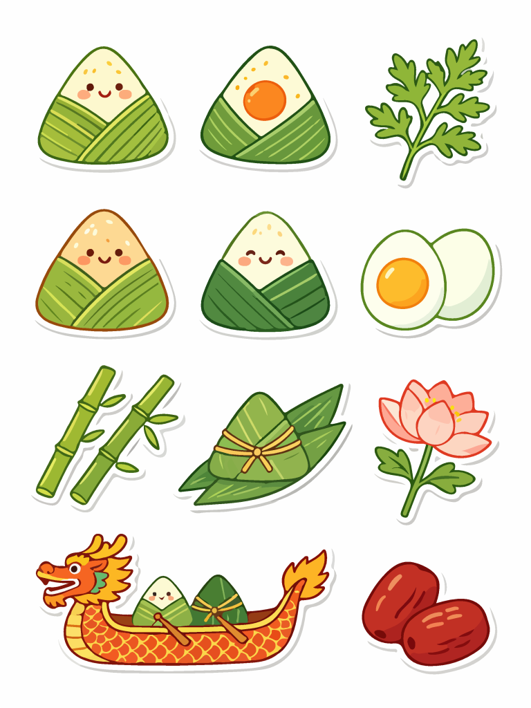 端午节主题贴纸插画